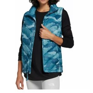 The North Face Womens Alpz 2.0 Blue Camo Mallard Down Puffer Vest 550 Sz small